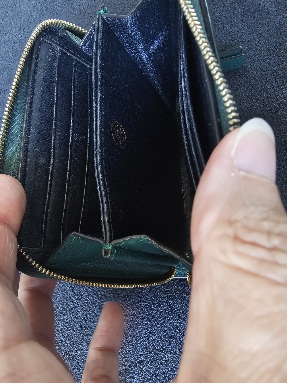 Mulberry Classic Small Zip Around Wallet In Mediterranean Blue/Green - Picture 3 of 7